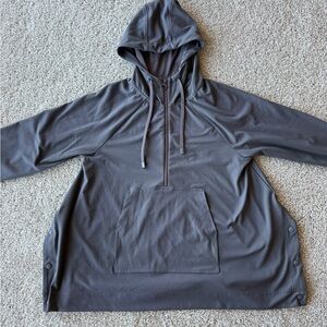 Athleta Charcoal Gray Half-Zip Hoodie with Snap Detail